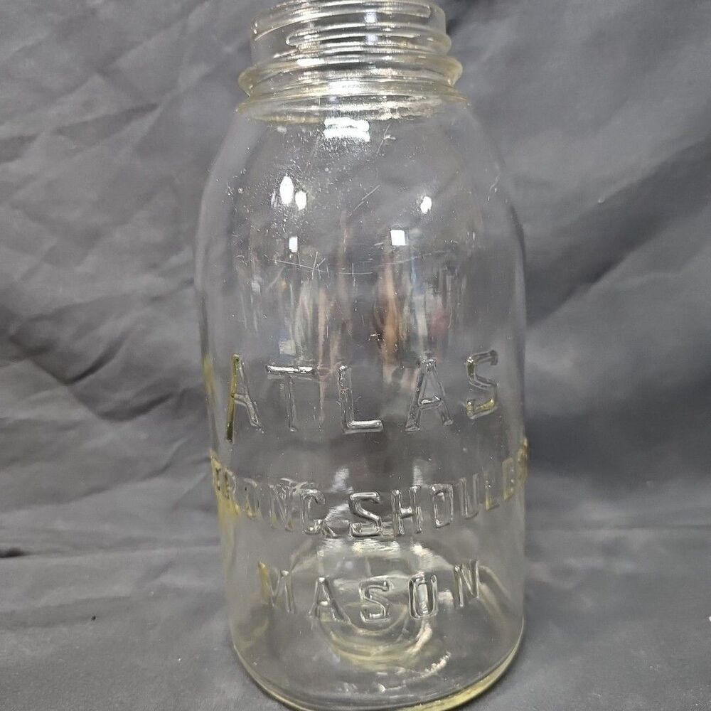 Vintage Atlas strong shoulder mason jar (No Lid)